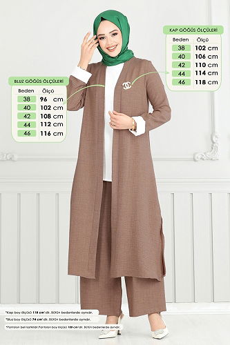 moda selvim طقم بيج غامق 1774LVN1041 - Thumbnail