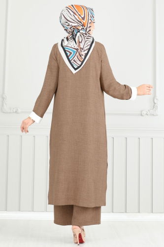moda selvim طقم بني فاتح 1774LVN1041 - Thumbnail