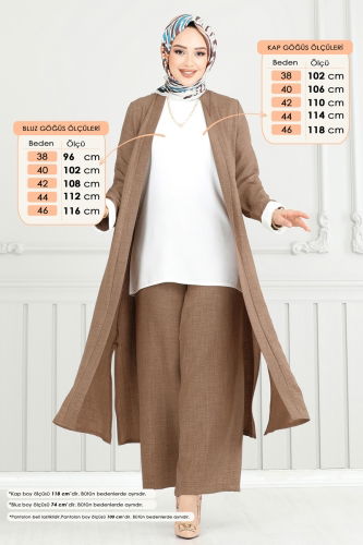 moda selvim طقم بني فاتح 1774LVN1041 - Thumbnail