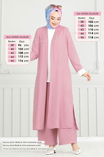 moda selvim طقم وردي فاتح 1774LVN1041 - Thumbnail