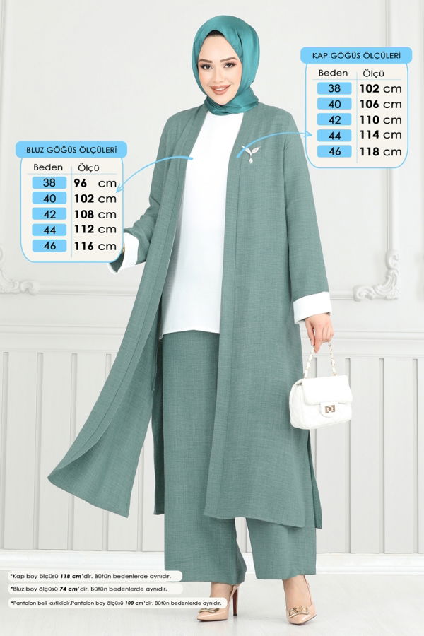 Modaselvim خصم صافٍ20%+20% في سلة التسوق طقم أخضر باهت 1774LVN1041