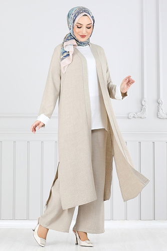 moda selvim طقم بيج 1774LVN1041 - Thumbnail