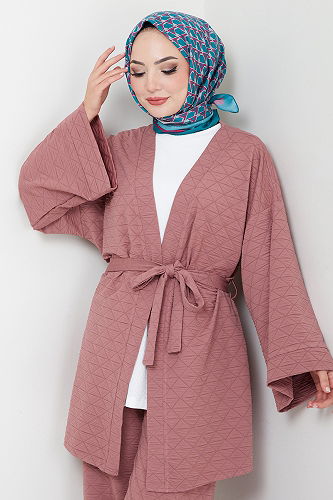 moda selvim طقم وردي 1814LNA1042-M - Thumbnail