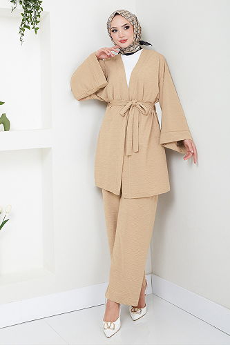 moda selvim طقم بيج 1814LNA1042-M - Thumbnail