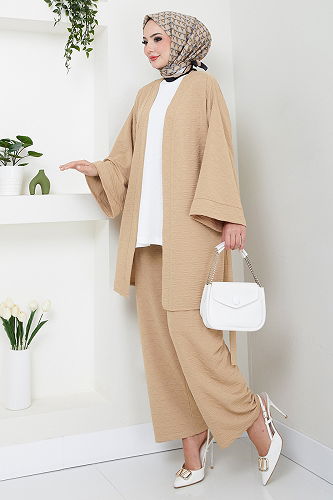 moda selvim طقم بيج 1814LNA1042-M - Thumbnail