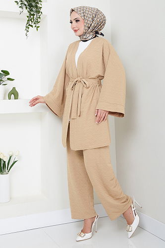 moda selvim طقم بيج 1814LNA1042-M - Thumbnail