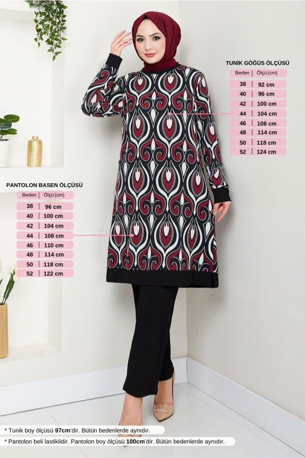 Modaselvim خصم صافٍ20%+20% في سلة التسوق طقم خمري 185BO1060-M