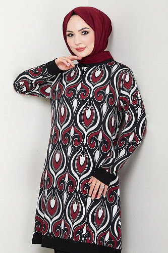 moda selvim طقم خمري 185BO1060-M - Thumbnail