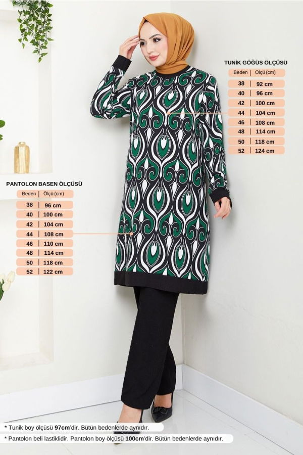 Modaselvim خصم صافٍ20%+20% في سلة التسوق طقم أخضر 185BO1060-M