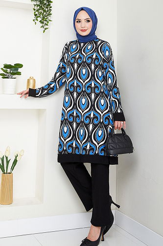 moda selvim طقم نيلي 185BO1060-M - Thumbnail