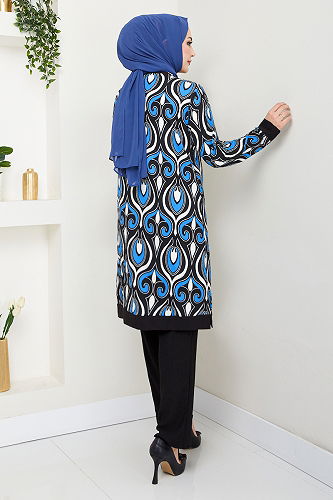 moda selvim طقم نيلي 185BO1060-M - Thumbnail