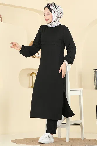 moda selvim طقم أسود 1914SBL832 - Thumbnail