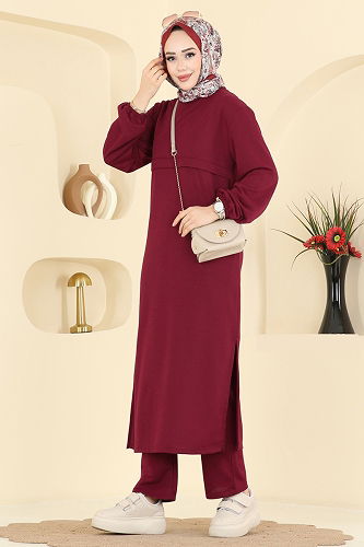 moda selvim طقم خمري 1914SBL832 - Thumbnail