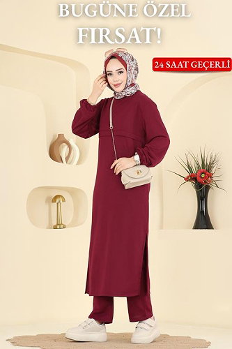 moda selvim طقم خمري 1914SBL832 - Thumbnail