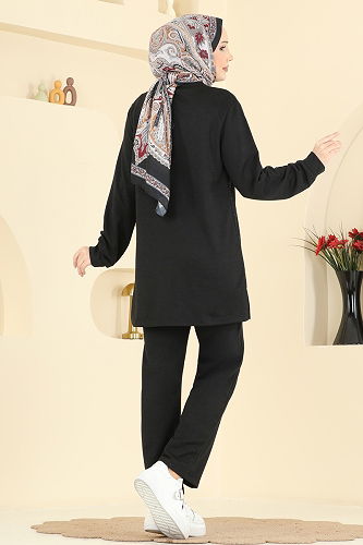 moda selvim طقم أسود 1917SBL832 - Thumbnail