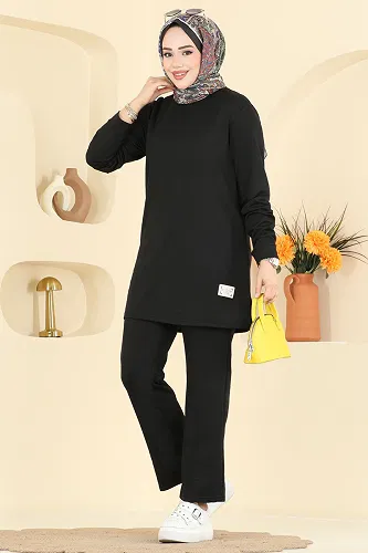 moda selvim طقم أسود 1921SBL832 - Thumbnail