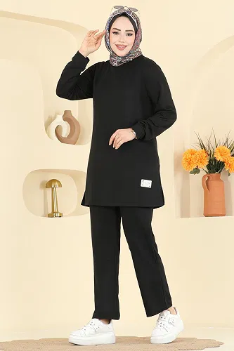 moda selvim طقم أسود 1921SBL832 - Thumbnail