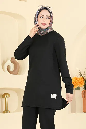 moda selvim طقم أسود 1921SBL832 - Thumbnail