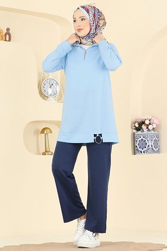 moda selvim Combined 1946FON792 Baby Blue & Navy Blue - Thumbnail