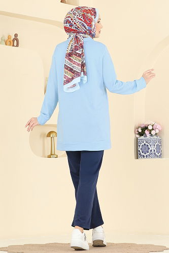 moda selvim طقم أزرق فاتح &كحلي 1946FON792 - Thumbnail