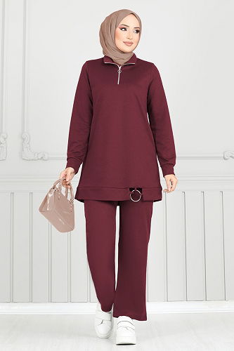 moda selvim Combined 1946FON792 Burgundy - Thumbnail