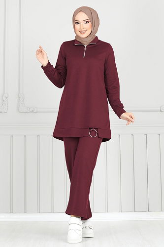 moda selvim Combined 1946FON792 Burgundy - Thumbnail