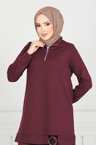 moda selvim Combined 1946FON792 Burgundy - Thumbnail