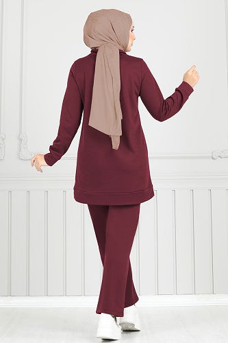 moda selvim طقم خمري 1946FON792 - Thumbnail