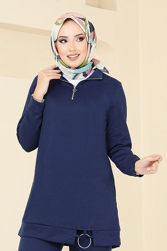 moda selvim طقم كحلي فاتح 1946FON792 - Thumbnail