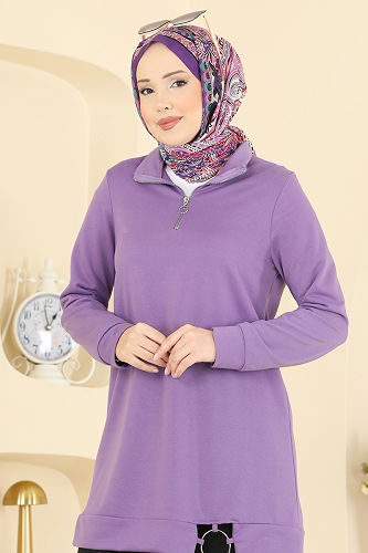 moda selvim طقم ليلكي وأسود 1946FON792 - Thumbnail