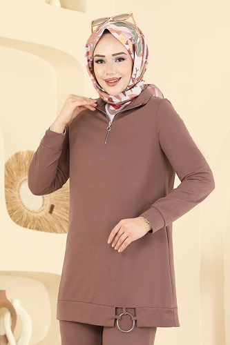 moda selvim طقم بيج وردي 1946FON792 - Thumbnail