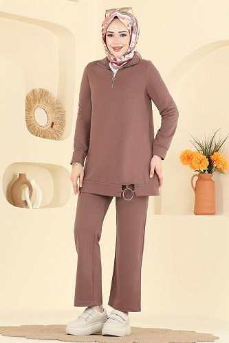 moda selvim طقم بيج وردي 1946FON792 - Thumbnail