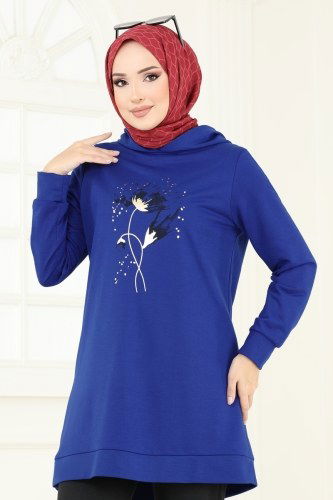 moda selvim طقم نيلي وأسود 1951FON792 - Thumbnail