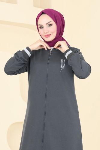 moda selvim طقم رمادي غامق 1955FON792 - Thumbnail