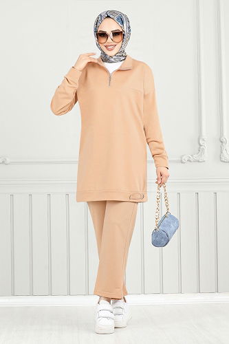 moda selvim طقم بيج 1960FON1064-M - Thumbnail