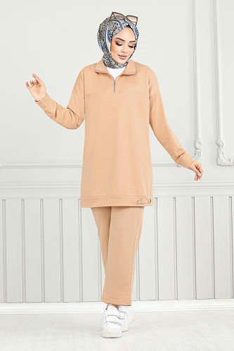 moda selvim طقم بيج 1960FON1064-M - Thumbnail