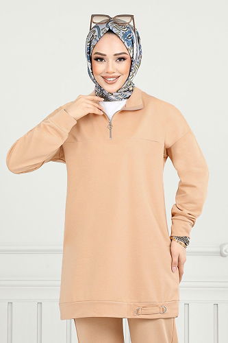 moda selvim طقم بيج 1960FON1064-M - Thumbnail