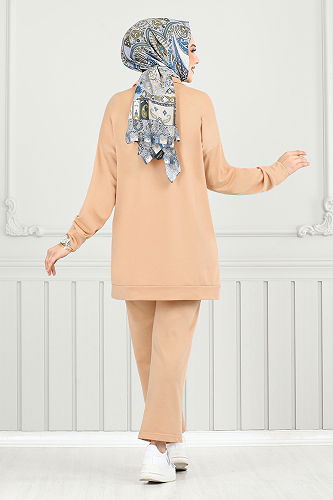 moda selvim طقم بيج 1960FON1064-M - Thumbnail