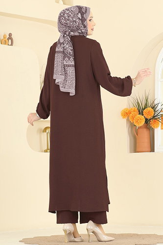 moda selvim طقم بني فاتح 1973TRT545 - Thumbnail