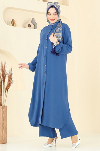 moda selvim طقم أزرق فاتح 1973TRT545 - Thumbnail