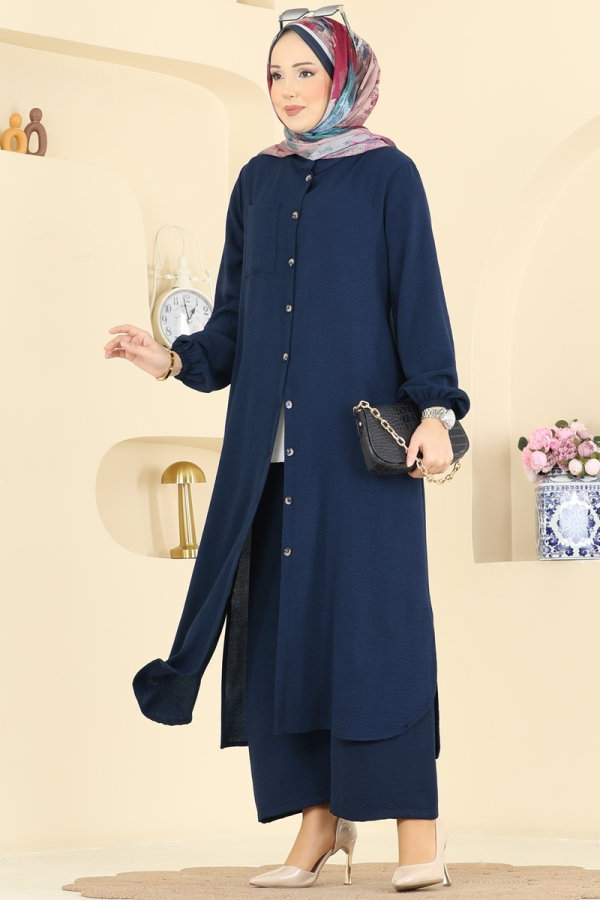 Modaselvim Hijab Combinations Combined 1973TRT545 Light Navy Blue