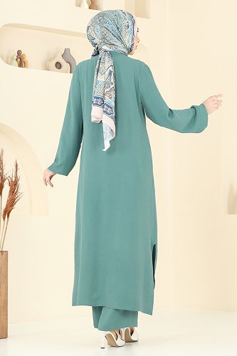 moda selvim طقم أخضر باهت 1973TRT545 - Thumbnail