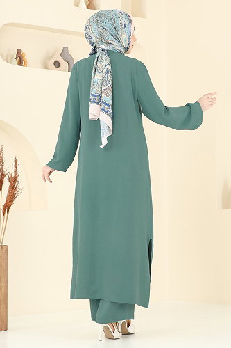 moda selvim طقم أخضر باهت 1973TRT545 - Thumbnail