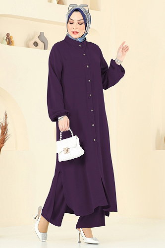 moda selvim طقم أرجواني 1973TRT545 - Thumbnail