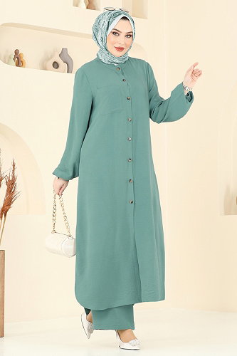 moda selvim طقم اخضر فاتح 1973TRT545 - Thumbnail