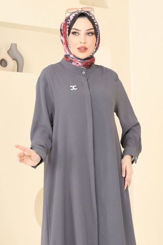 moda selvim طقم رمادي غامق 1974TRT545 - Thumbnail