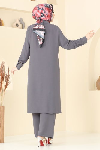 moda selvim طقم رمادي غامق 1974TRT545 - Thumbnail