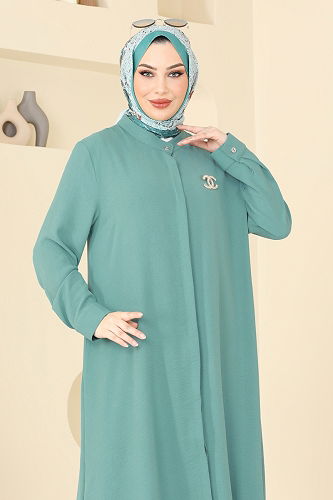 moda selvim طقم أخضر باهت 1974TRT545 - Thumbnail