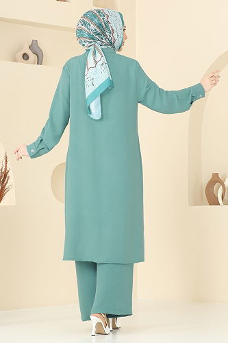 moda selvim طقم أخضر باهت 1974TRT545 - Thumbnail