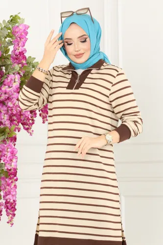 moda selvim طقم بني 197DVL817 - Thumbnail